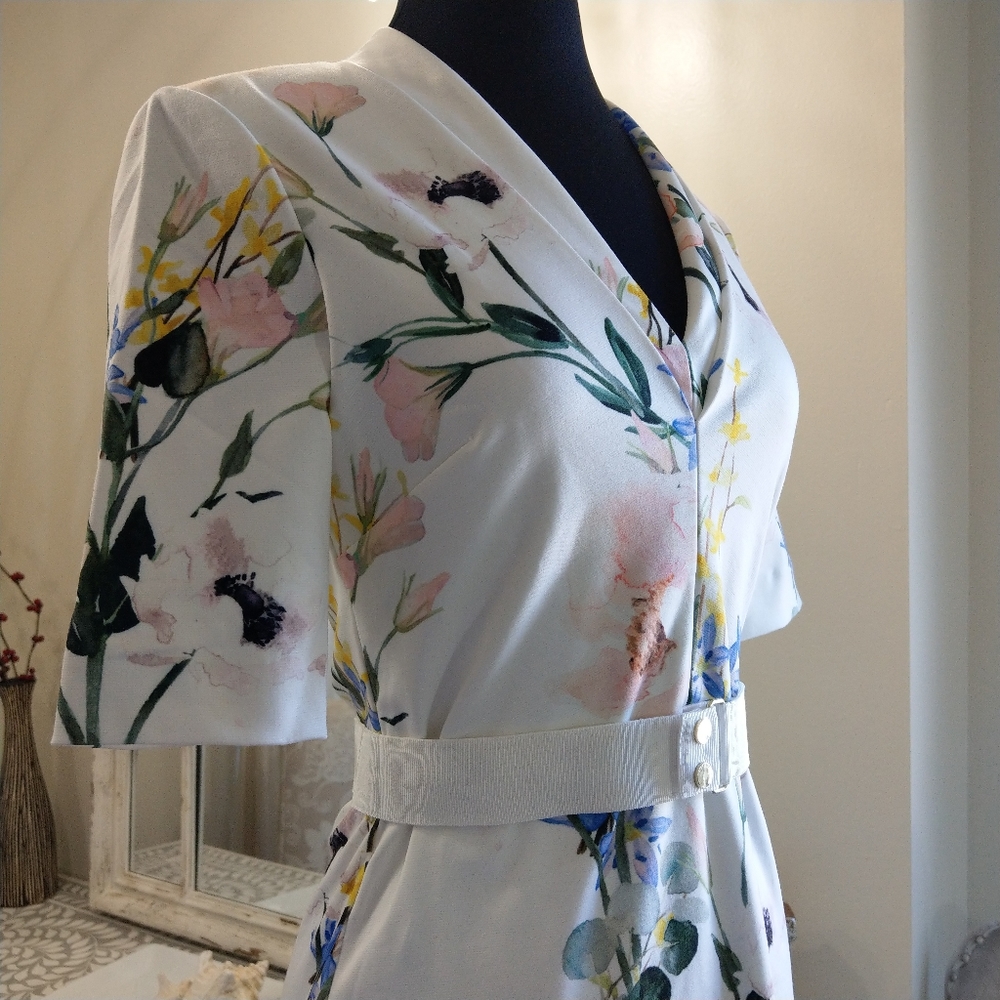 🍒NWT🍒 TED BAKER FLORAL BODYCON MIDI DRESS - Picture 8 of 11